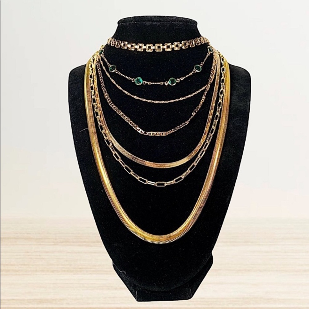 18k Gold Layered Emerald Green Layered Necklace
